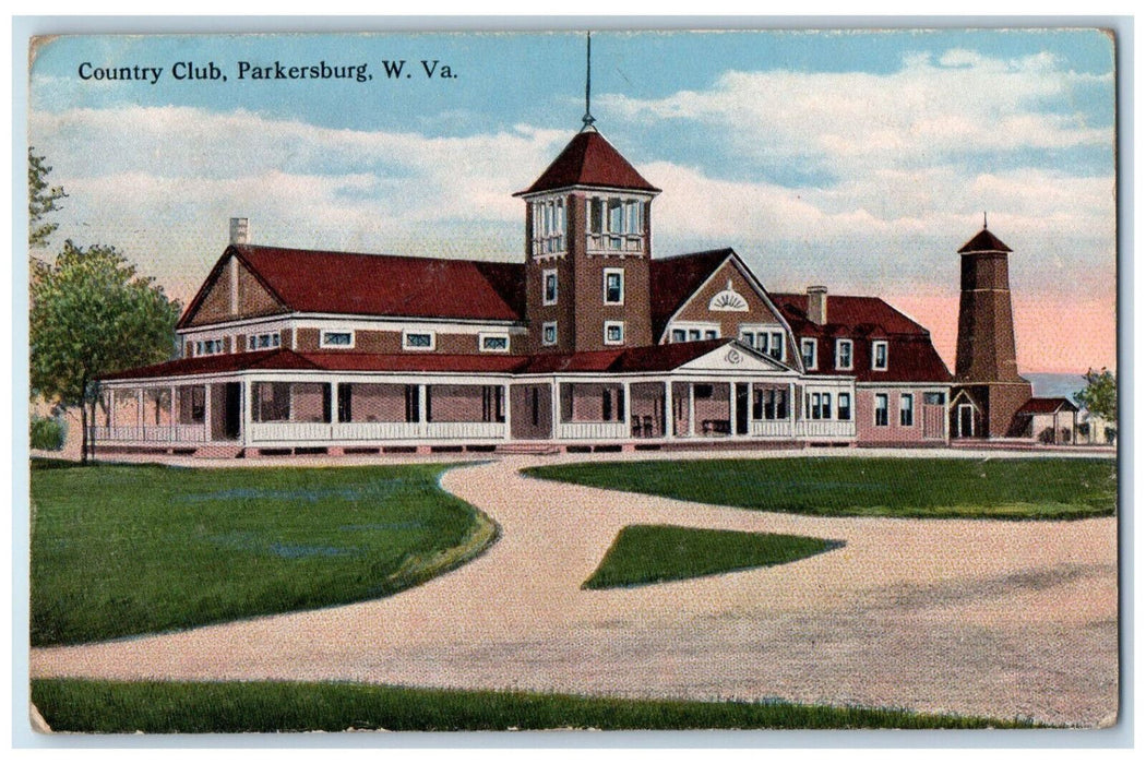 Country Club House Panoramic View Parkersburg West Virginia WV Antique Postcard