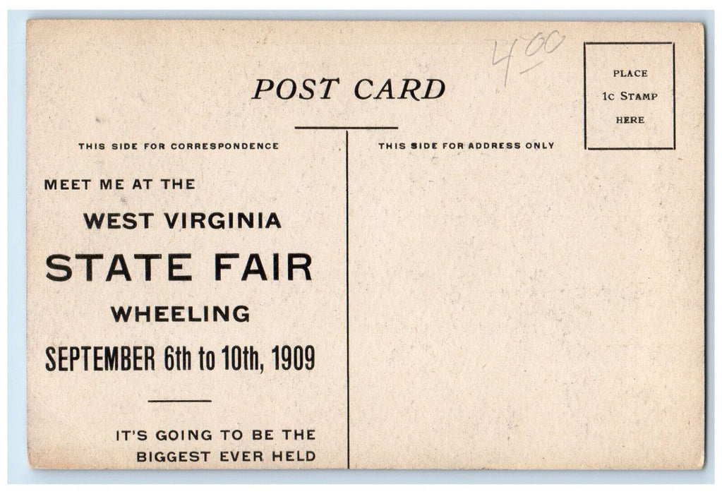 Meet Me At The State Fair Ground Wheeling West Virginia WV Antique Postcard