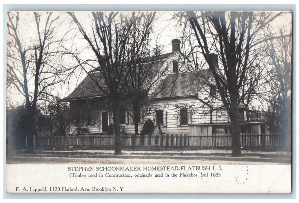 1906 Stephen Schoonmaker Homestead Flatbush Long Island NY RPPC Photo Postcard