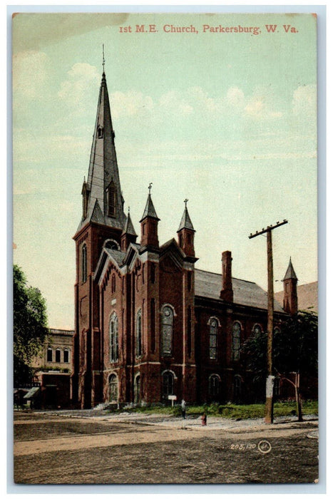 View Of 1st M.E. Church Parkersburg West Virginia WV Antique Unposted Postcard