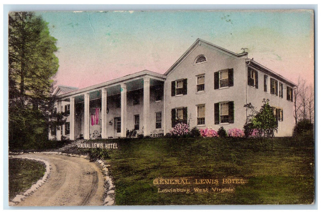 1946 View Of General Lewis Hotel Lewisburg West Virginia WV Handcolored Postcard