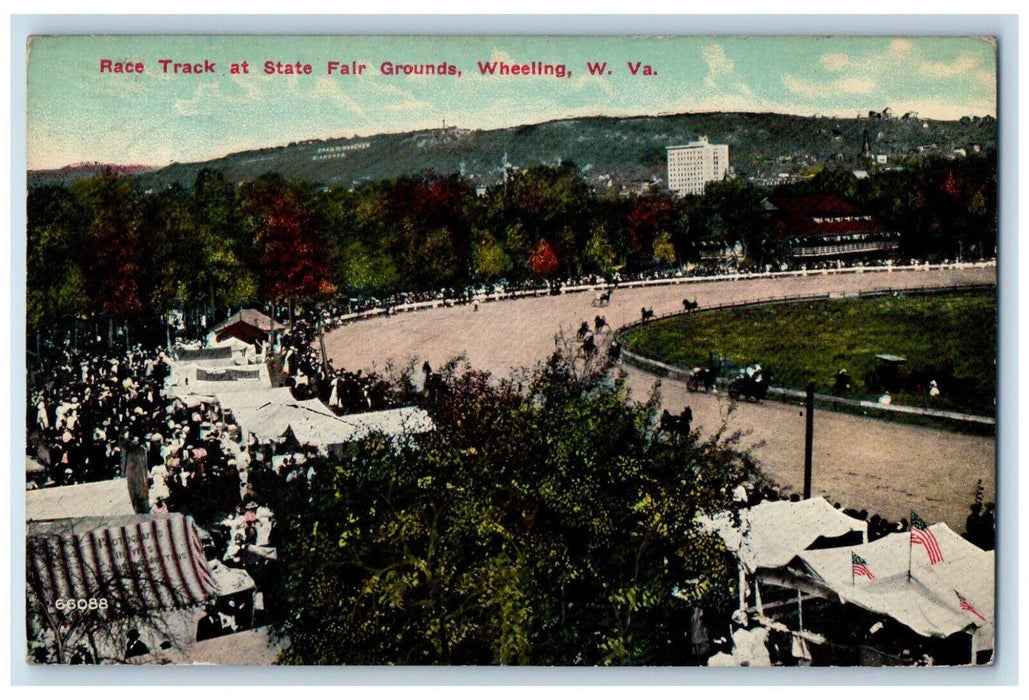 1911 Race Track At State Fair Grounds Wheeling West Virginia WV Antique Postcard