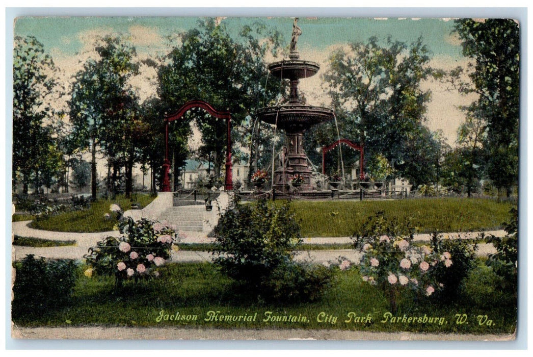 1910 Jackson Memorial Fountain City Park Parkersburg West Virginia WV Postcard