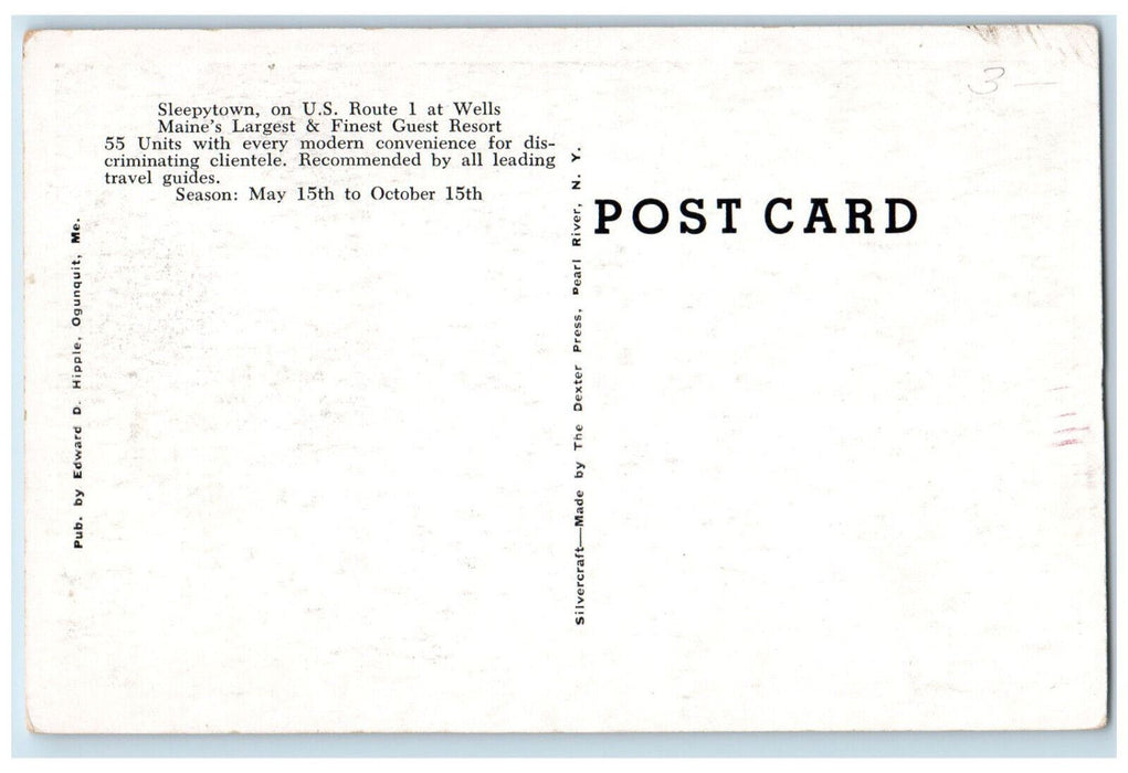 c1940's Aerial View of Sleepytown Guest Resort Wells Maine ME Postcard