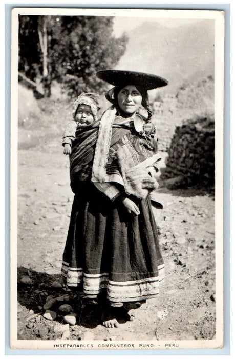 1950 Inseparables Companions Puno Peru Posted Vintage RPPC Photo Postcard