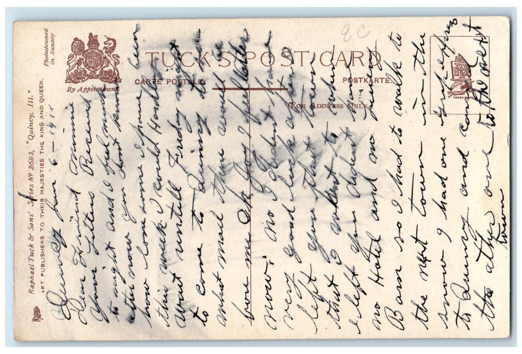 c1910's Scene In South Park River View Quincy Illinois IL Tuck's Posted Postcard