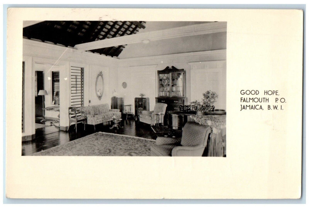 c1920's Good Hope Plantation Interior View Falmouth Jamaica RPPC Photo Postcard