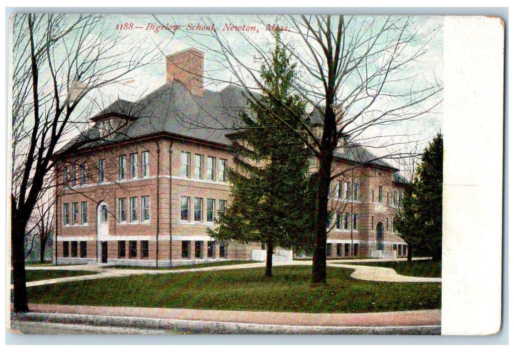 c1905 Bigelow School Newton Massachusetts MA Unposted Antique Postcard