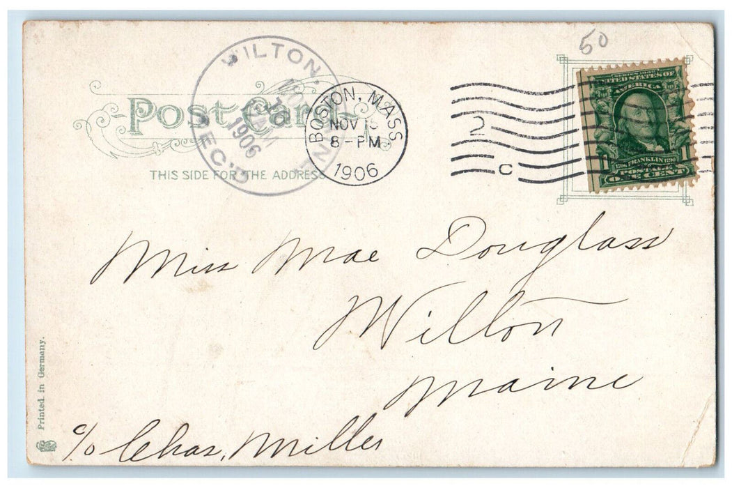 1906 Author of America F Smith's House Newton Centre Massachusetts MA Postcard