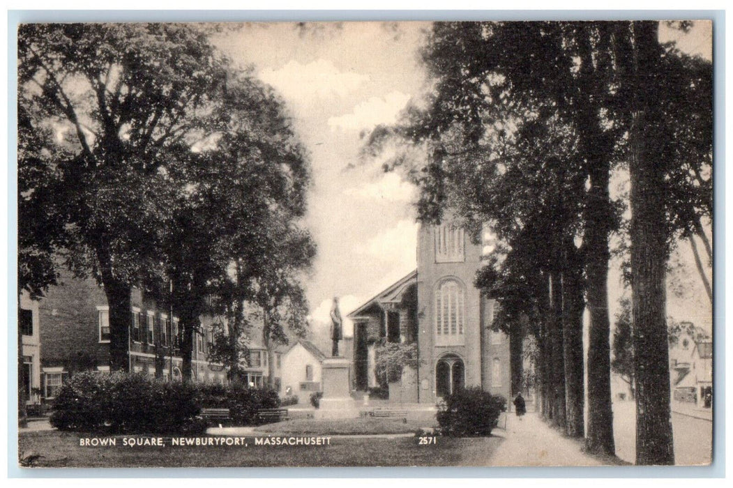 c1910 Monument Brown Square Newburyport Massachusetts MA Antique Postcard
