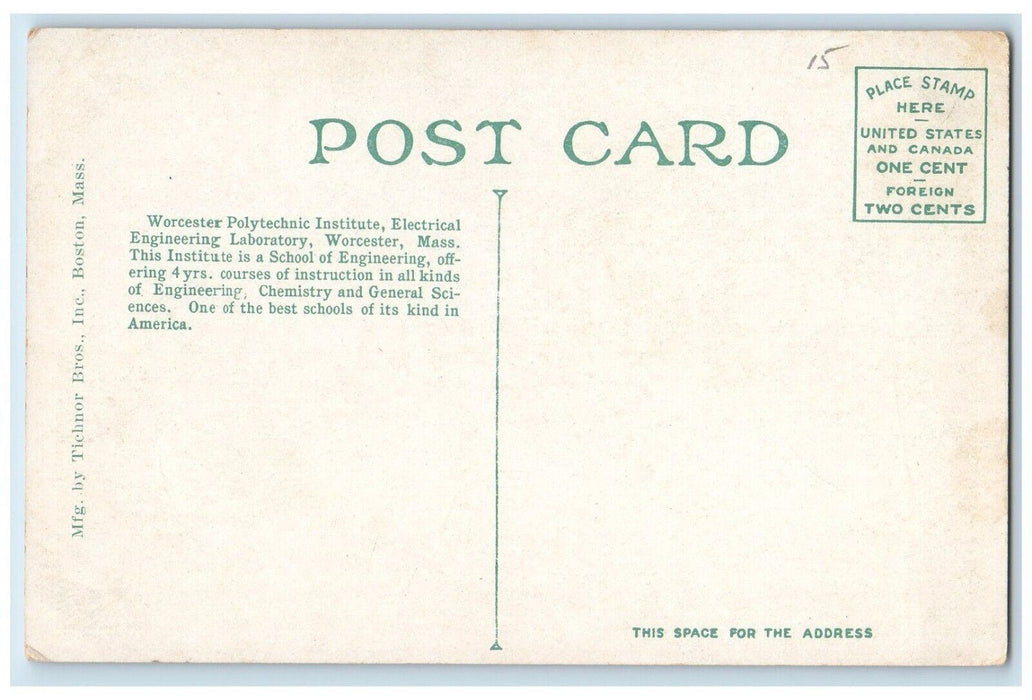 Worcester MA, Polytechnic Institute Electrical Engineering Laboratory Postcard
