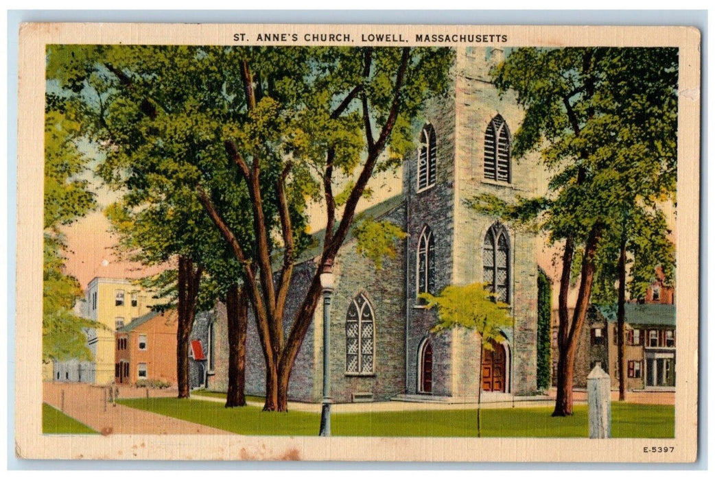 c1910's St. Anne's Church Street View Lowell Massachusetts MA Antique Postcard