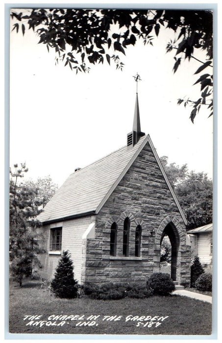 c1940's The Chapel In The Garden Church Angola Indiana IN RPPC Photo Postcard