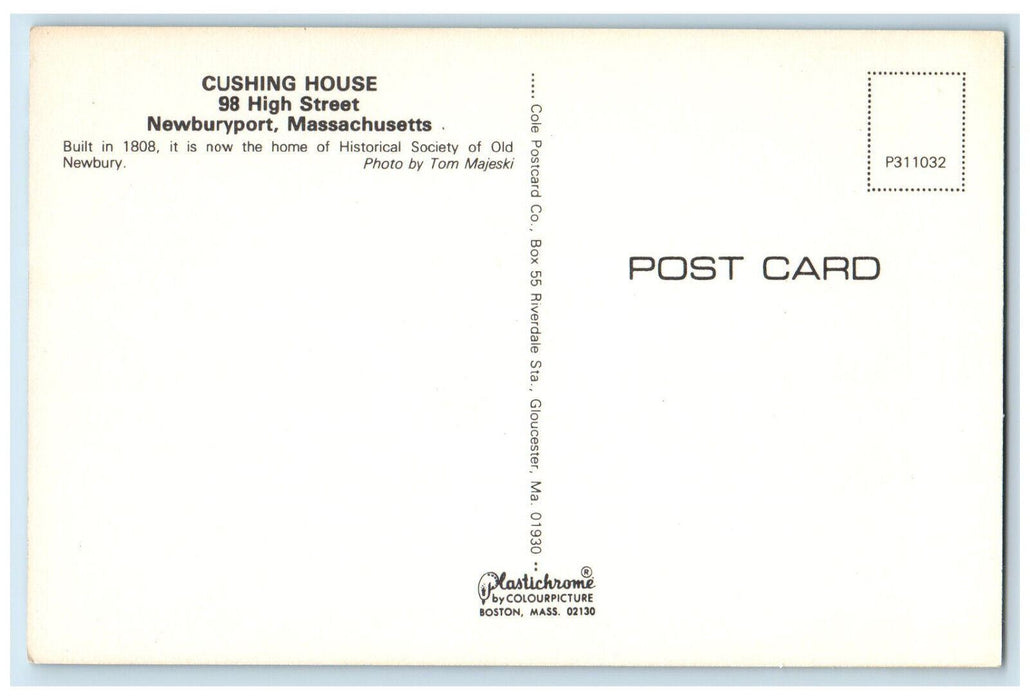 c1960's Cushing house 98 High Street Newburyport Massachusetts MA Postcard