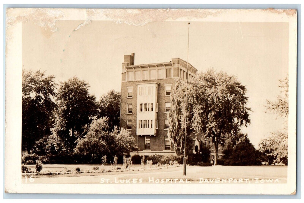 1937 St. Luke's Hospital Davenport Iowa IA RPPC Photo Postcard