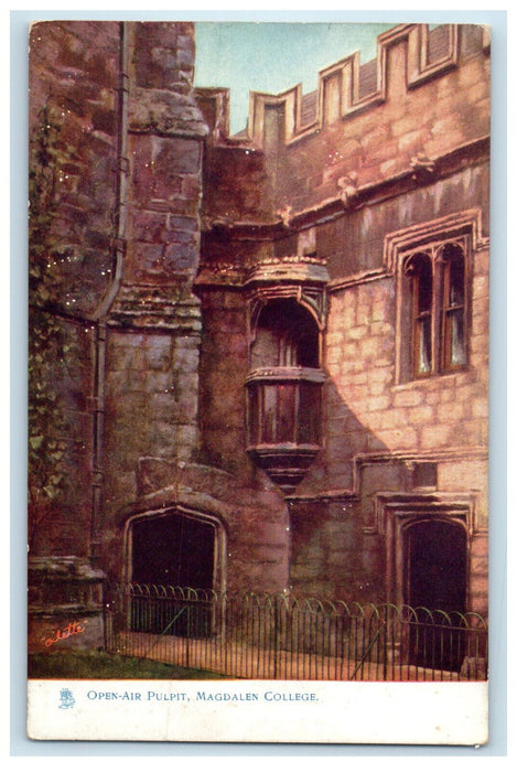 c1910 Open-Air Pulpit Magdalen College Oxford Oilette Tuck Art Postcard