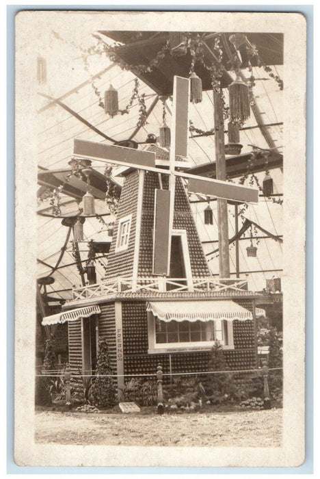 c1920's Fresno Exposition Oranges Chamber Windmill CA RPPC Photo Postcard