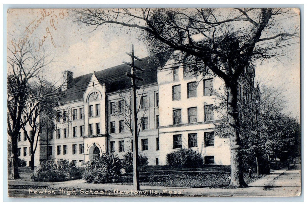 1906 Newton High School Newtonville Massachusetts MA Antique Postcard