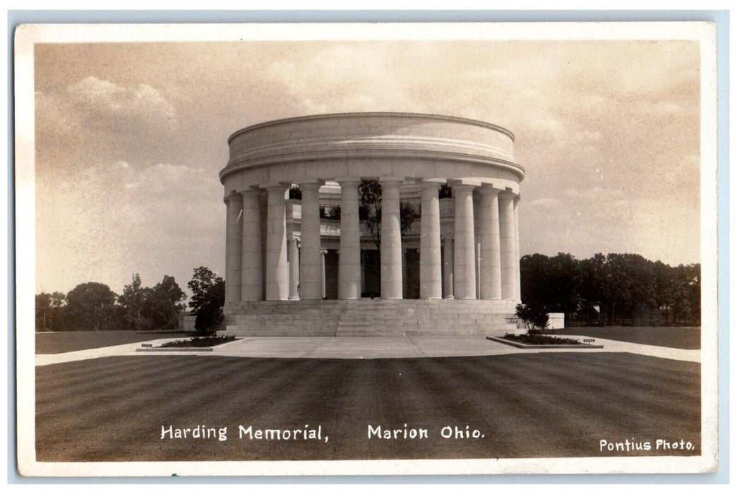 c1930's Harding Memorial Tomb Building Marion Ohio OH RPPC Photo Postcard