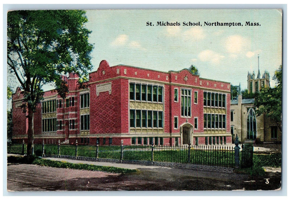 1913 St. Michaels School Northampton Massachusetts MA Antique Postcard