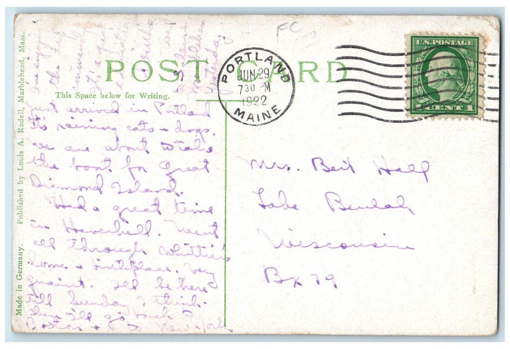 1922 Landing and New York Fleet in Marblehead Harbor Massachusetts MA Postcard