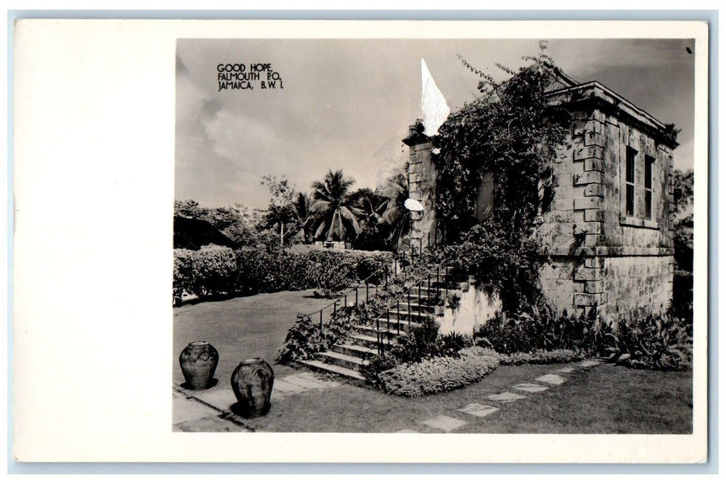 c1920's Good Hope House Ivy Palm Trees Falmouth Jamaica RPPC Photo Postcard