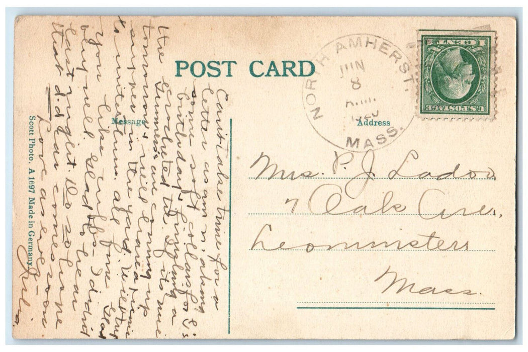1920 Forbes Library Northampton Massachusetts MA North Amherst MA Postcard