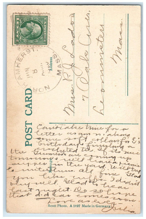 1920 Forbes Library Northampton Massachusetts MA North Amherst MA Postcard