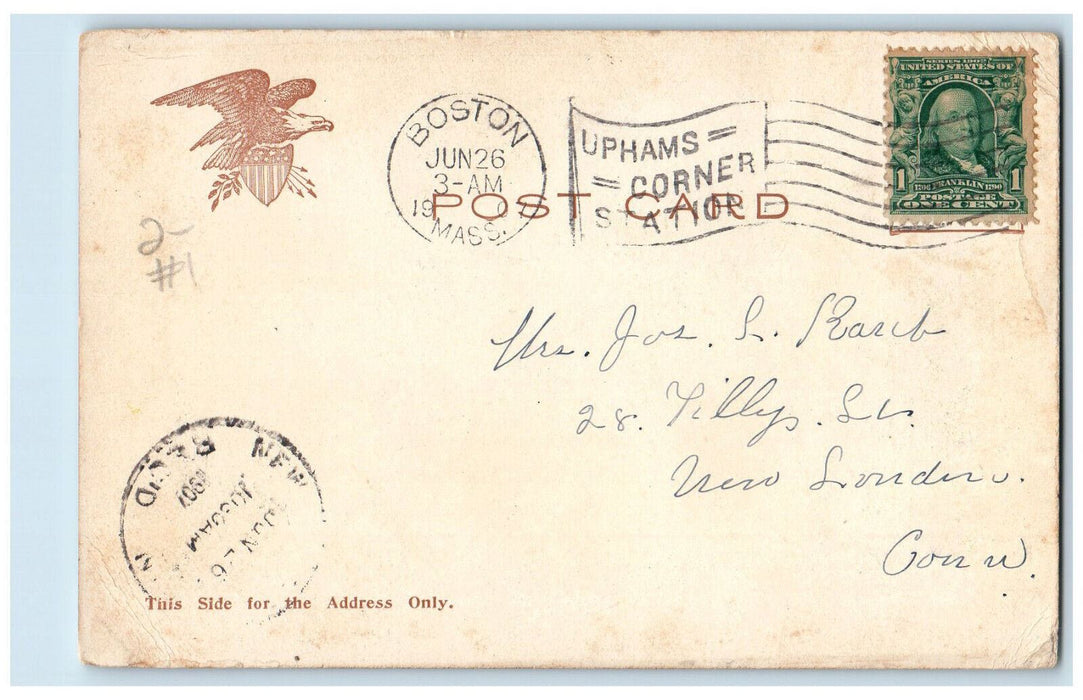 1907 Echo Bridge Newton Upper Falls Massachusetts MA Antique Posted Postcard