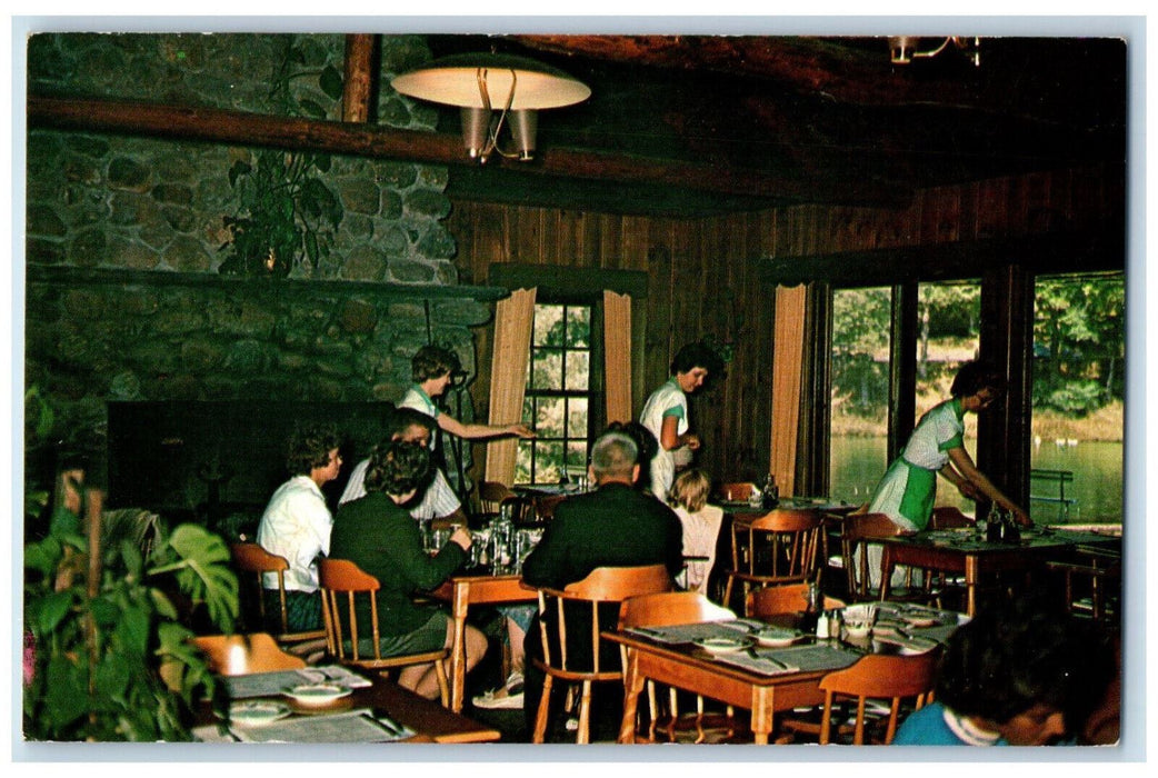 c1960's Dining Room Scene Pancake Cabin Restaurant Northampton MA Postcard