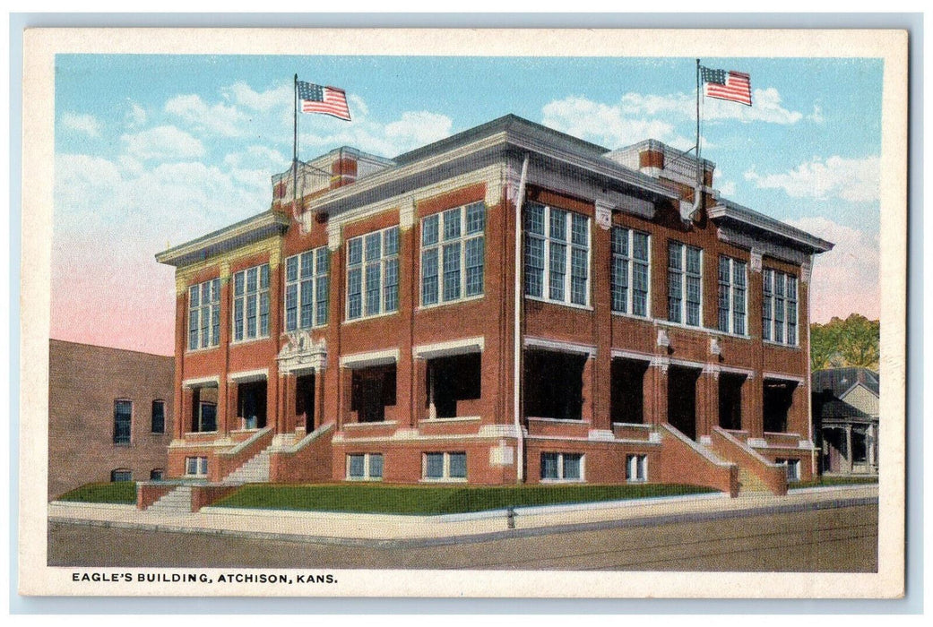 c1940's Eagle's Building Atchinson Kansas KS Vintage Unposted Postcard