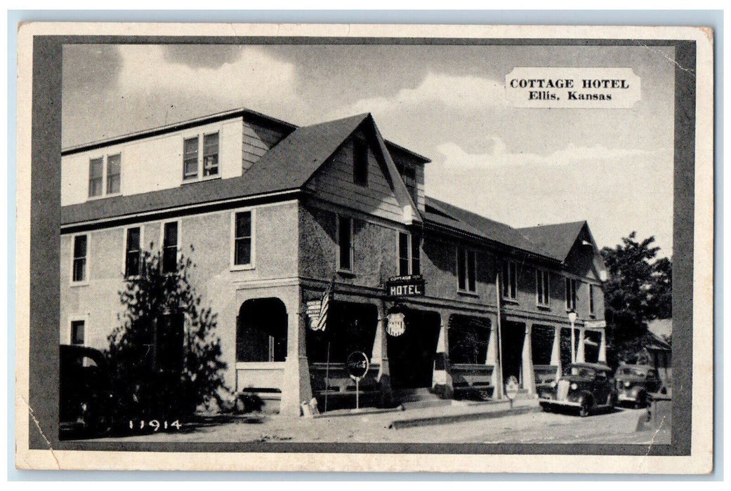 c1940's Cottage Hotel Ellis Kansas KS Vintage Kaeser & Blair Postcard