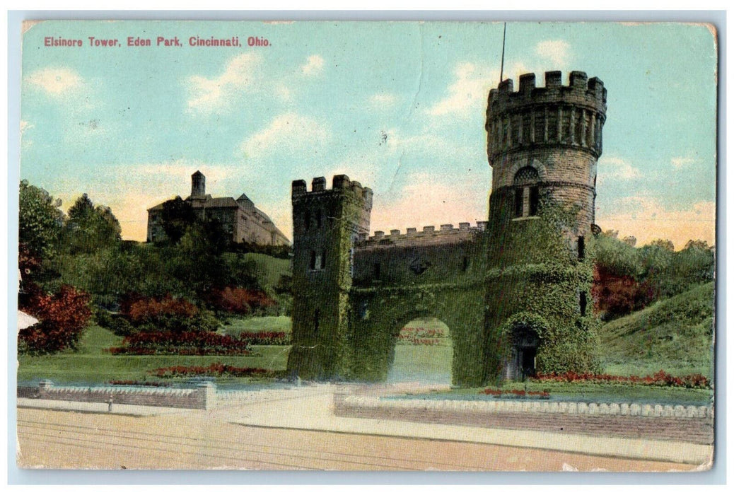 1911 Elsinore Tower Eden Park Cincinnati Ohio OH Posted Antique Postcard