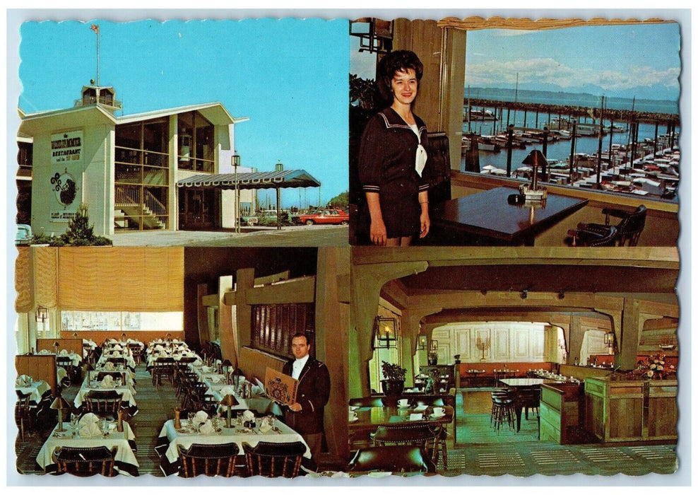 Clark's Windjammer Restaurant Seattle Washington WA Multiview Vintage Postcard