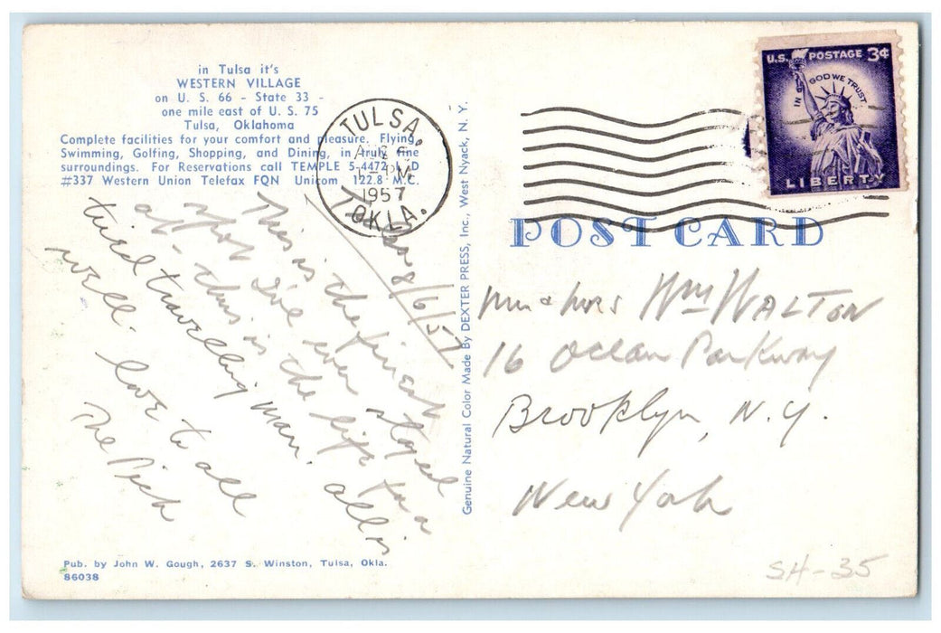 1957 Swimming Pool at Western Village Tulsa Oklahoma OK Vintage Postcard