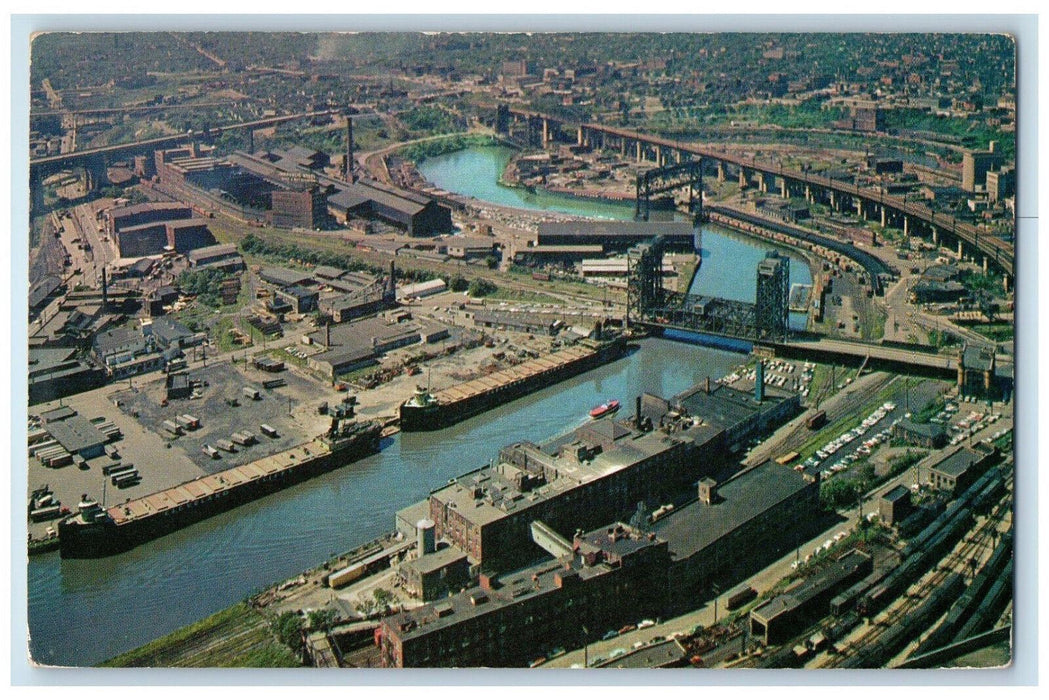 c1960's The Cuyahaga River from Downtown Cleveland Ohio OH Vintage Postcard