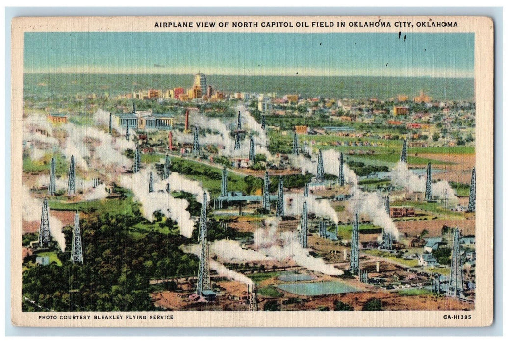 1937 Airplane View of North Capitol Oil Field Oklahoma City OK Postcard