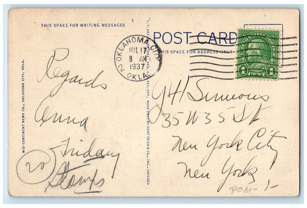 1937 Airplane View of North Capitol Oil Field Oklahoma City OK Postcard