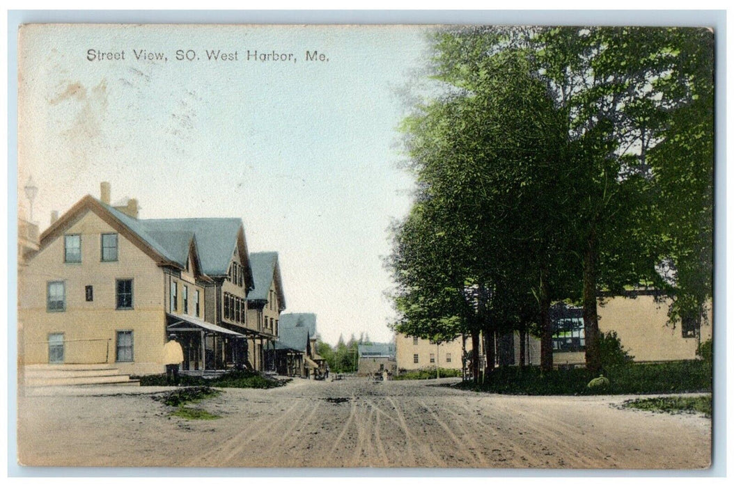 1909 Street View South West Harbor Maine ME, Dirt Road Posted Antique Postcard