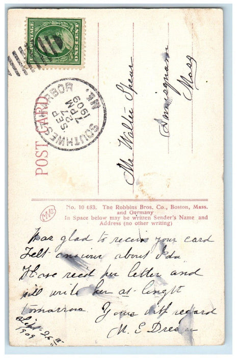 1909 Street View South West Harbor Maine ME, Dirt Road Posted Antique Postcard