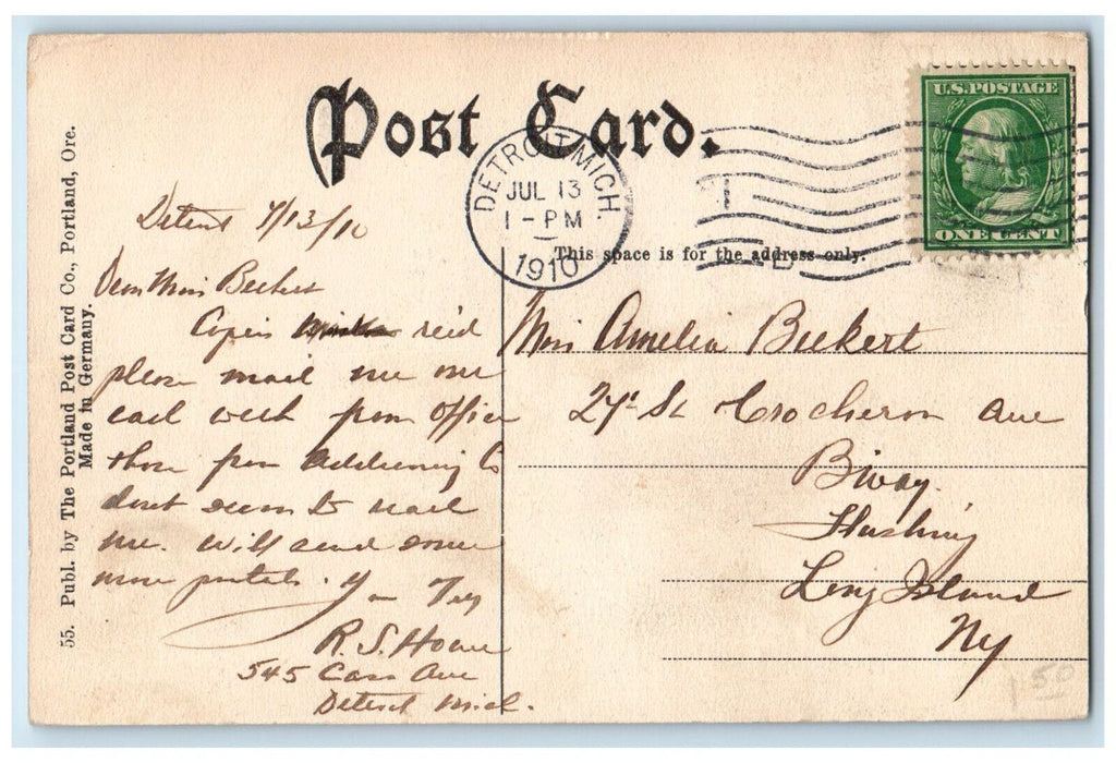 1910 View of Elk's Building Portland Oregon OR Antique Posted Postcard