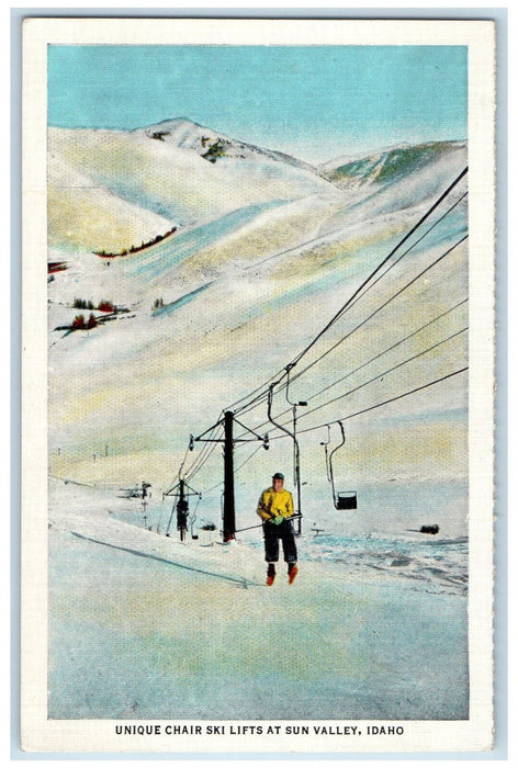 Unique Chair Ski Lifts At Sun Valley Idaho ID, Winter Snow Scene Postcard
