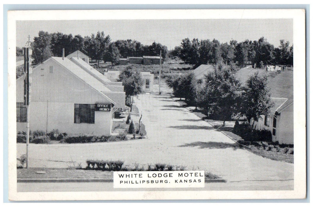 1953 White Lodge Motel Phillipsburg Kansas KS Vintage Posted Postcard