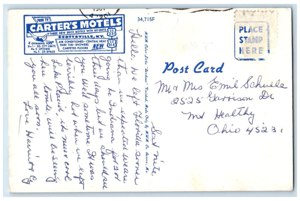 c1950's Carter's Motels Scottsville Kentucky KY Multiview Posted Postcard