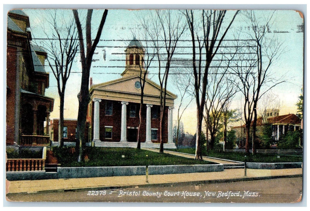 1907 Front View Bristol County Court House New Bedford Massachusetts MA Postcard