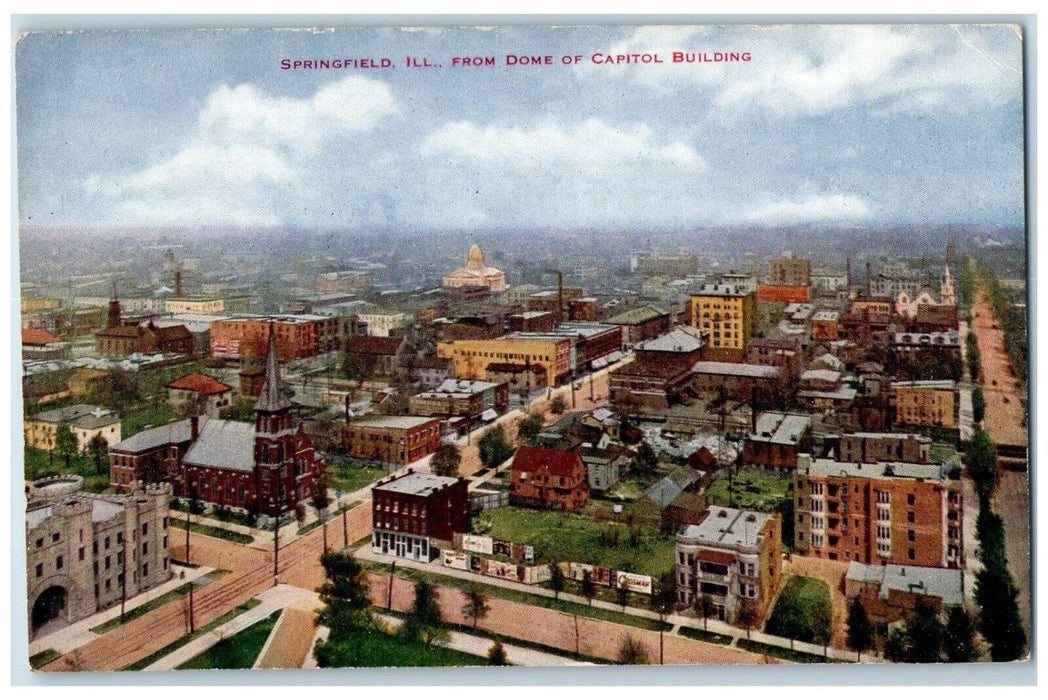 c1910's Springfield Illinois IL, From Dome Of Capitol Building Antique Postcard