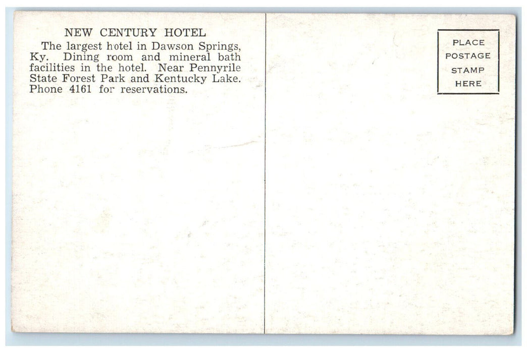 c1950's Bath House New Century Hotel in Dawnson Springs Kentucky KY Postcard