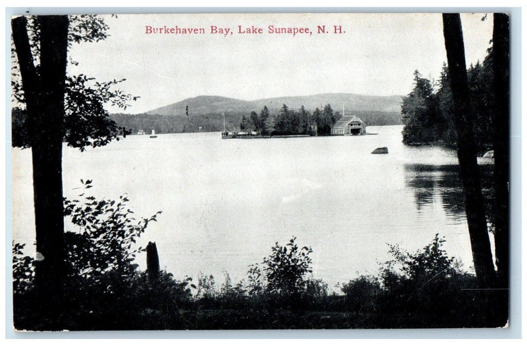 c1910's View Of Burkehaven Bay Lake Sunapee New Hampshire NH Antique Postcard
