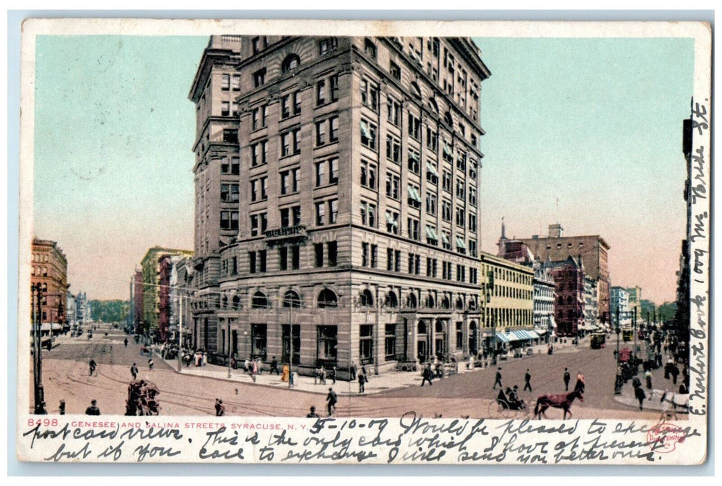 1909 Genesee and Salina Street Syracuse New York NY Antique Posted Postcard