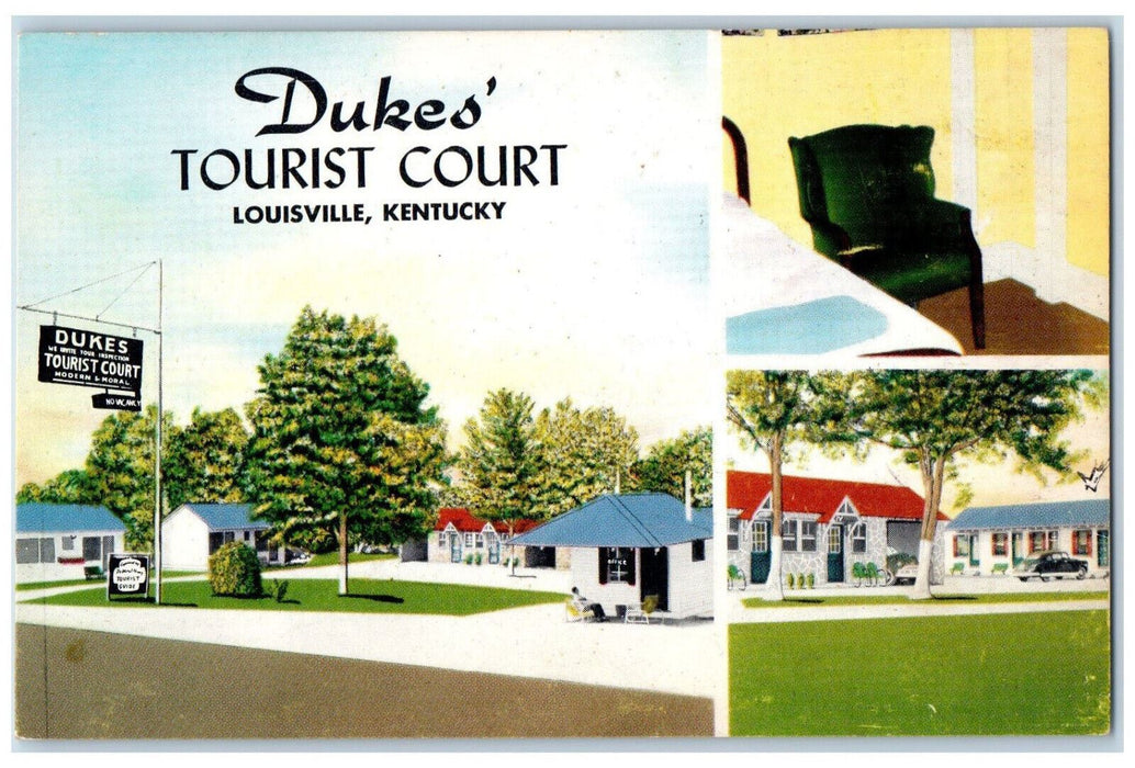 c1950's Duke's Tourist Court Louisville Kentucky KY Multiview Postcard